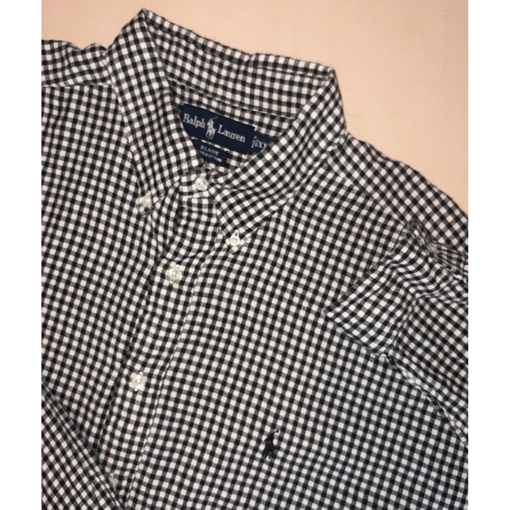 Polo Ralph Lauren Blaire XXL 2XL Lightweight Buffalo Plaid Flannel Black White